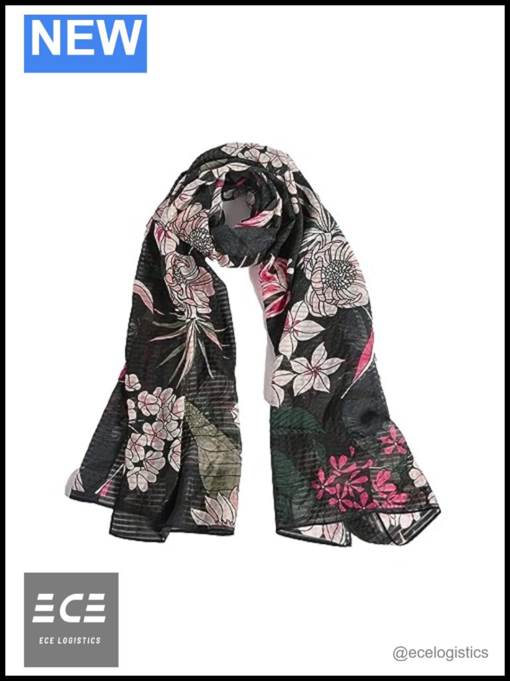 100% Mulberry Silk Scarf Floral Print Lightweight Wrap Gift Packed